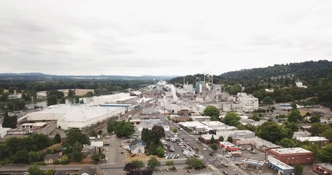 Drone - Downtown Camas 3 Stock Footage 106420290