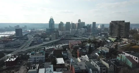 Drone Downtown Cincinnati Ohio Stock Footage 147465682