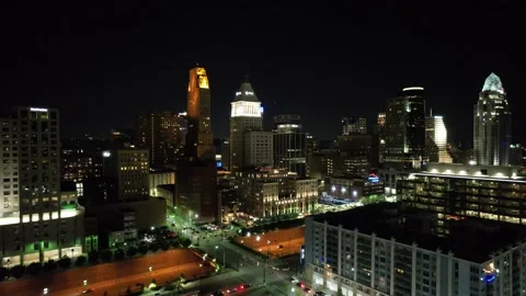 Drone Downtown Cincinnati Ohio at Night ... | Stock Video | Pond5