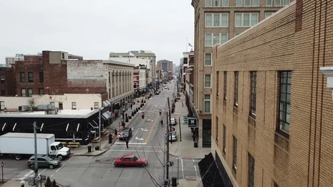 Drone of downtown city Stock Footage 100374641