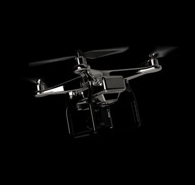 Drone Dron Chrome Black Background 3d Illustrator Illustrazione stock