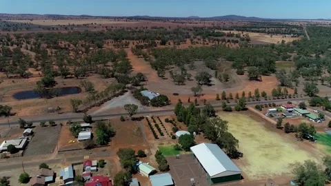 DRONE OF DROUGHT AFFECTED TOWN Stock Footage 163969566