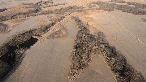 Drone Dry Field Pan Right  Video stock 92331177