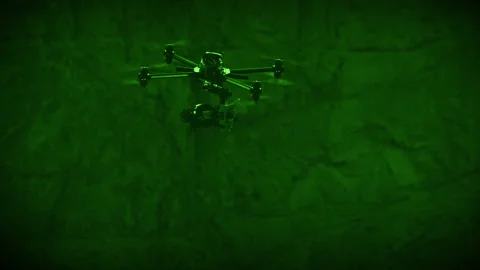 Drone at dusk in the Mountain Gorge Night Vision Video stock 101032124