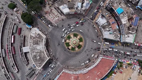 Drone eagle eye view of Krishnaraja Wadiyar IV Circle or kr circle with reg.. Video stock 330989115