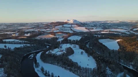 DRONE EILDON HILLS WINTER- Stock Footage 249051297
