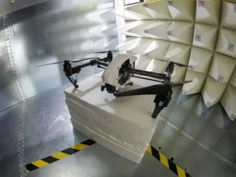 Drone Electromagnetic Compatibility EMC test in GTEM cell Stock Photos