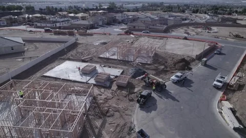 A drone elegantly circles a telehandler, poised and awaiting instructions Stock Footage 255815602