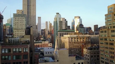 Drone Empire State building at sunset Stock Footage