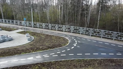 Drone Empty Bike Path Stock Footage 134275503