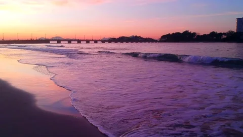 Drone entering the ocean over the waves in Vigo, Spain Stock Footage 122467937