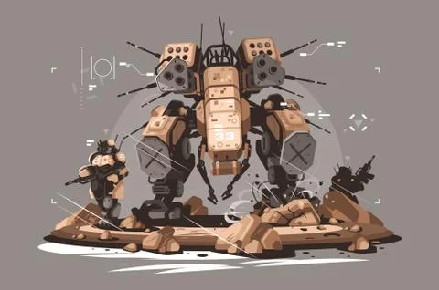 Drone escort infantry Stock Illustration