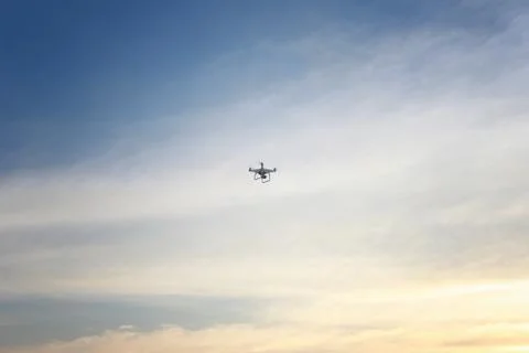 Drone on the evening sky. Foto stock