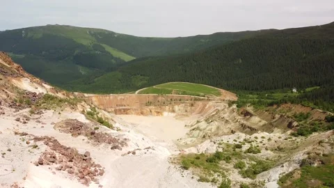 Drone Expedition Over the Geological Marvel of Sulfur Quarry Stock Footage 255520482