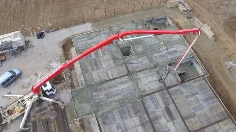 Drone extraction of mortar mixer at the school Stock Footage 108813171