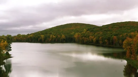 Drone Fall Lake Video stock 251588109