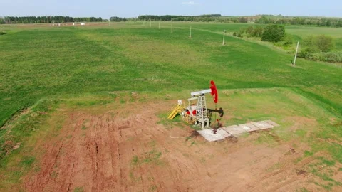 Drone fast flyby of an oil rig. Oil, mining, industry. Video stock 154336509