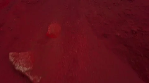 Drone fast forward from above shot of wild and desert red volcanic Iceland, 2 Stock Footage 148753701