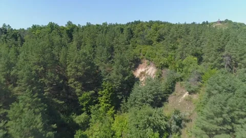 Drone filming of the Dnieper River with a steep slope along the shore Stock Footage 312957009