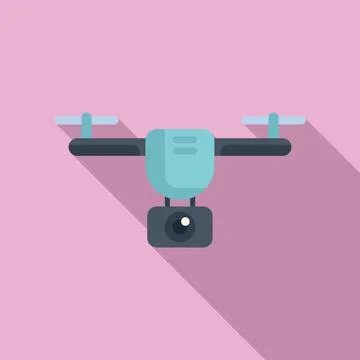 Drone filming icon flat vector. Control aero cinema operator Stock Illustration