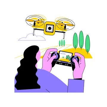 Drone filming isolated cartoon vector illustrations. Stock Illustration