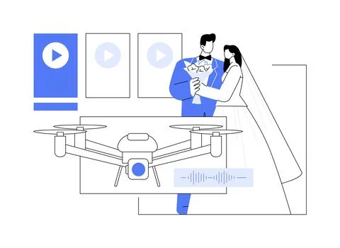 Drone filming isolated cartoon vector illustrations. Stock Illustration