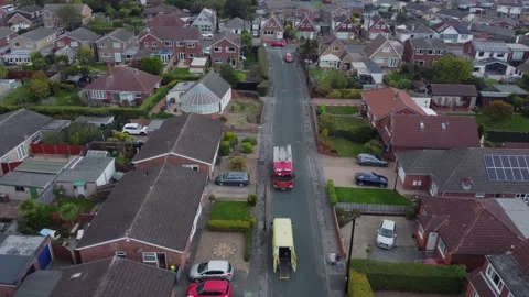 Drone. Fire engine and ambulance in urban street setting. Hull.UK 5.7.2025 Stock Footage 317939689