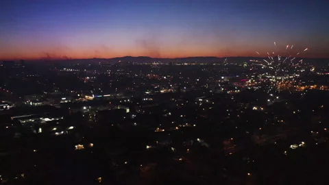 Drone Fireworks Show Stock Footage 134425976