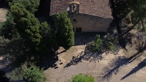 Drone Flat Landing in Front of Ermita de Sant Bonifaci Stock Footage 286051561