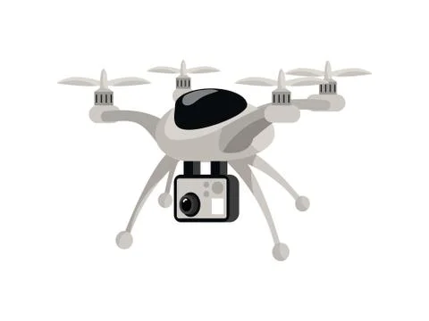 Drone flat vector color illustration Stock Illustration
