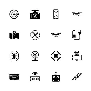 Drone - Flat Vector Icons Stock Illustration