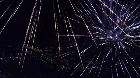 The drone flew close to the salute Video stock 159731350