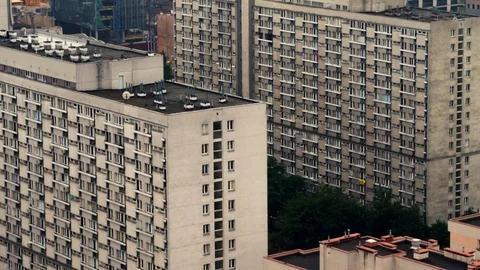 The drone flies above the blocks of flats. Stock Footage 107220601