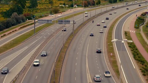 The drone flies above the bypass. Stock-Footage 108134325
