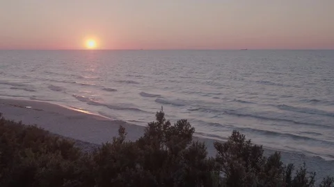The drone flies above the coastline. Video stock 108002453