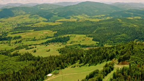 Drone flies above mountain scene Stock Footage 144432430