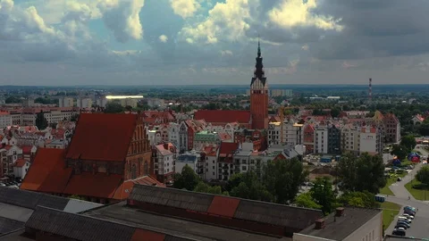 The drone flies above the Old Town in Elblag. Stock-Footage 115506089