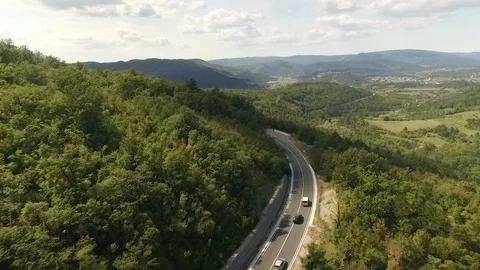 The drone flies above the road. Stock Footage 107680204