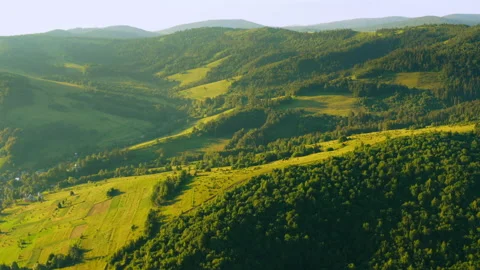 Drone flies above sidehill Stock Footage 137055987