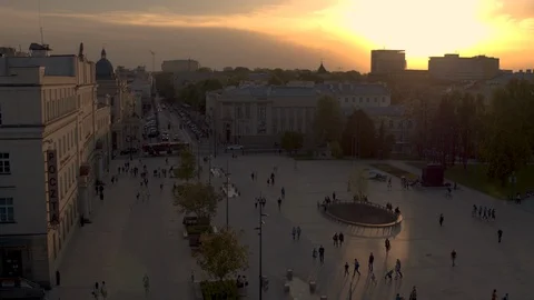 The drone flies above the square in Lublin old town. Stock Footage 106947209