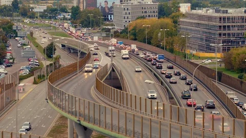 The drone flies above the streets in rush hours. Stock Footage 108066201