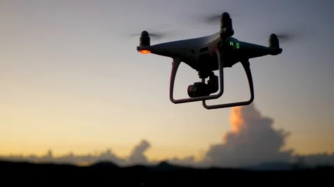 Drone Flies Up And Towards Mountains At Dusk Video stock 115043571