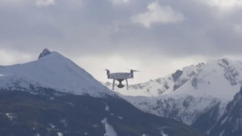 Drone flies away to mountains Stock Footage 72747336
