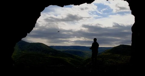 Drone flies in the background in the frame Stock Footage 117347985