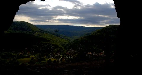 Drone flies in the background in the frame Stock Footage 117348002