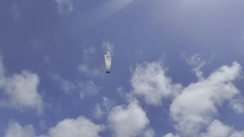Drone flies below lone paraglider on a sunny day on the Garden Route 스톡 동영상 326702466