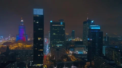 The drone flies directly to the modern, glazed building. Stock-Footage 108571833