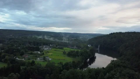 Drone flies forrest river Stock Footage 143647852