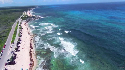 Drone Flies Forward over a Pacific Coast Resort Video stock 347151363