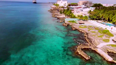 Drone Flies Forward over a Pacific Resort Beach Video stock 347152702